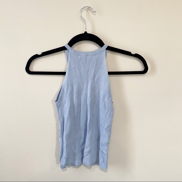 Blue High Neck Ribbed Tank - Picture 2 of 2